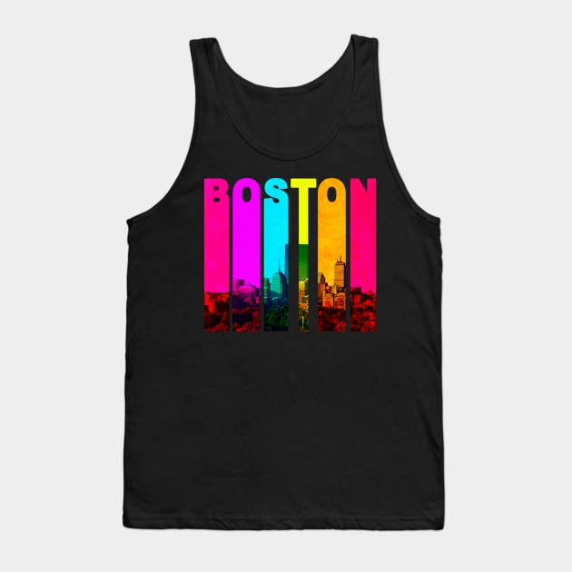 Retro Boston Massachusetts Cityscape Skyline Tank Top by phughes1980